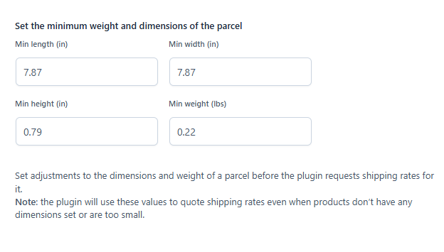 Parcel Packing &gt; Parcel Adjustments - Weight and Dimensions